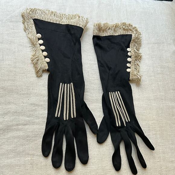 Vintage Van Raalte Fringe Opera Gloves – 1930s – Size 6.5 - Picture 1 of 7